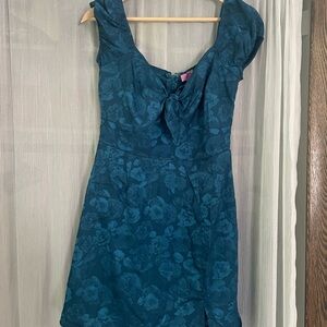 Miami Teal Floral Mini Dress